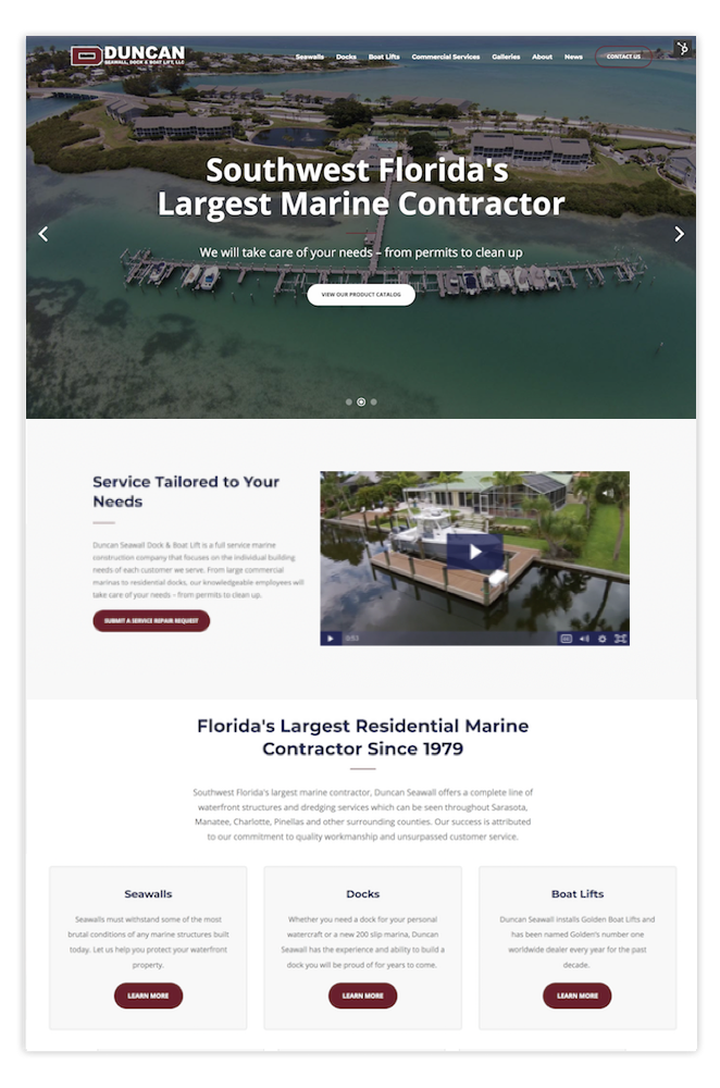 marine contractor sarasota website design