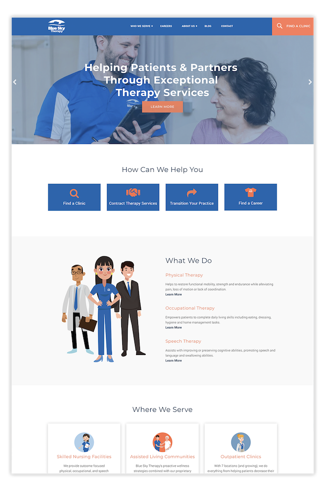 Therapy services healthcare website design
